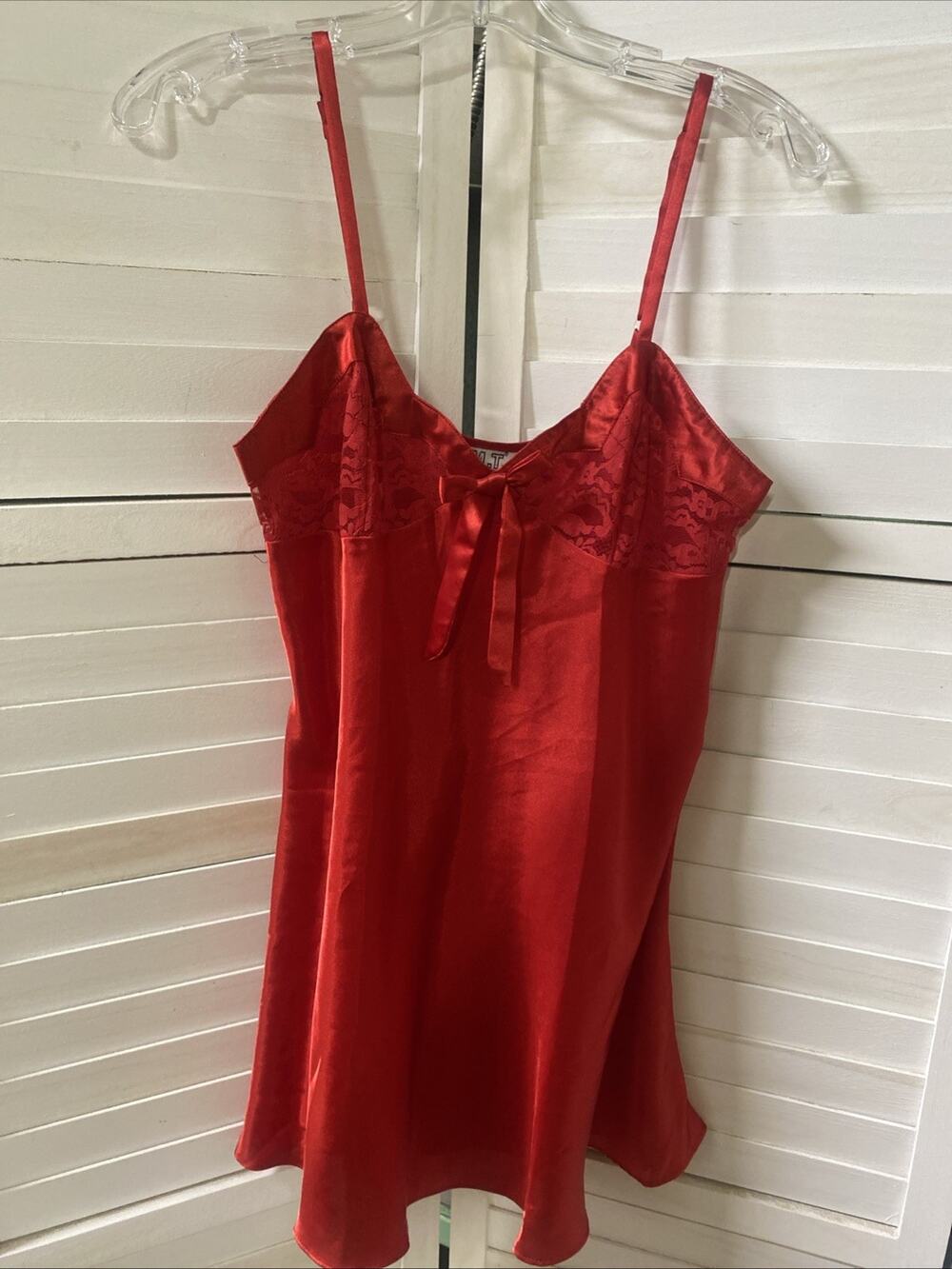 Morgan Taylor Intimate Red Sleepwear Chemise Slip Satin Sexy Lingerie Sz Small